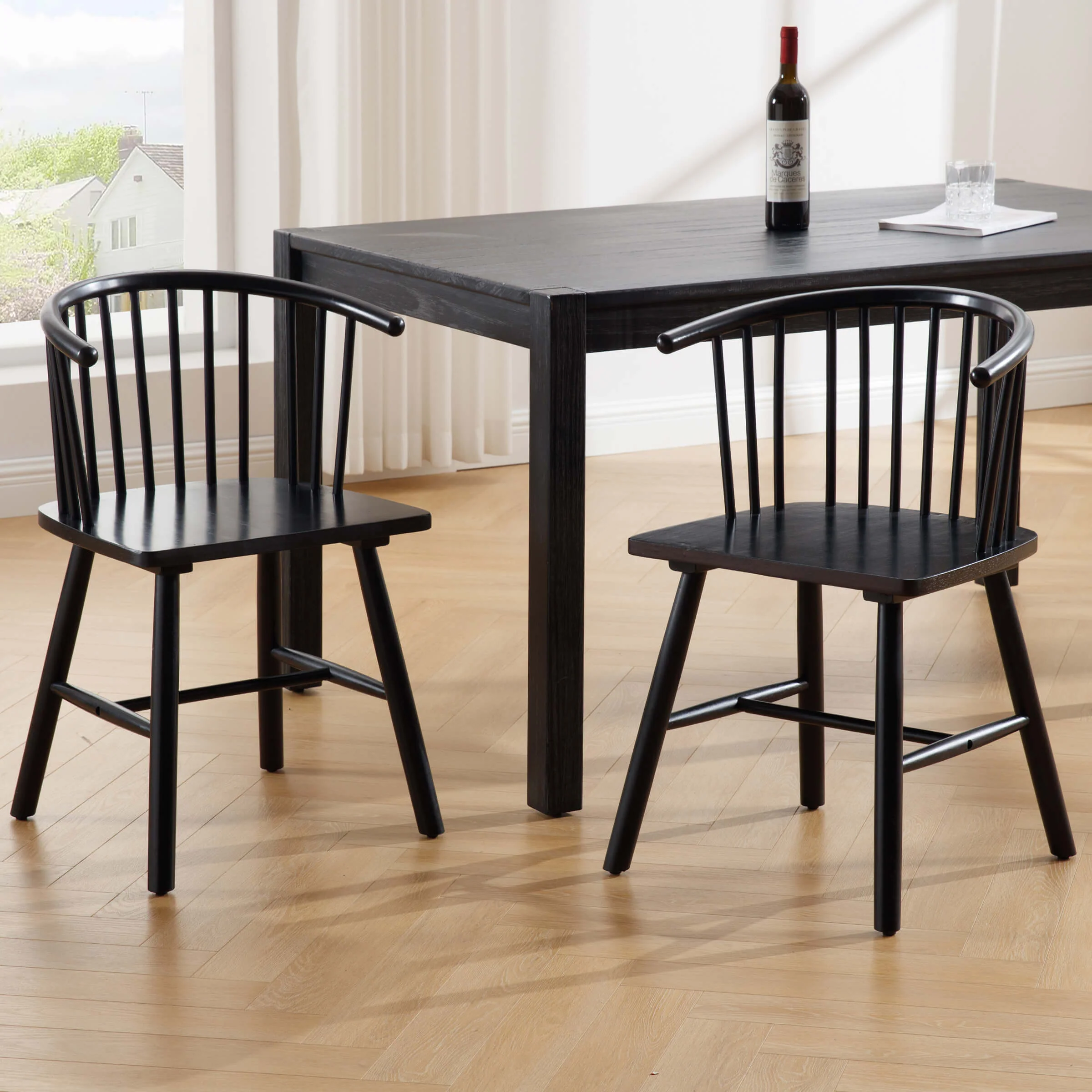 Curved Back Wood Dining Chair Set of 2 - DC01DC