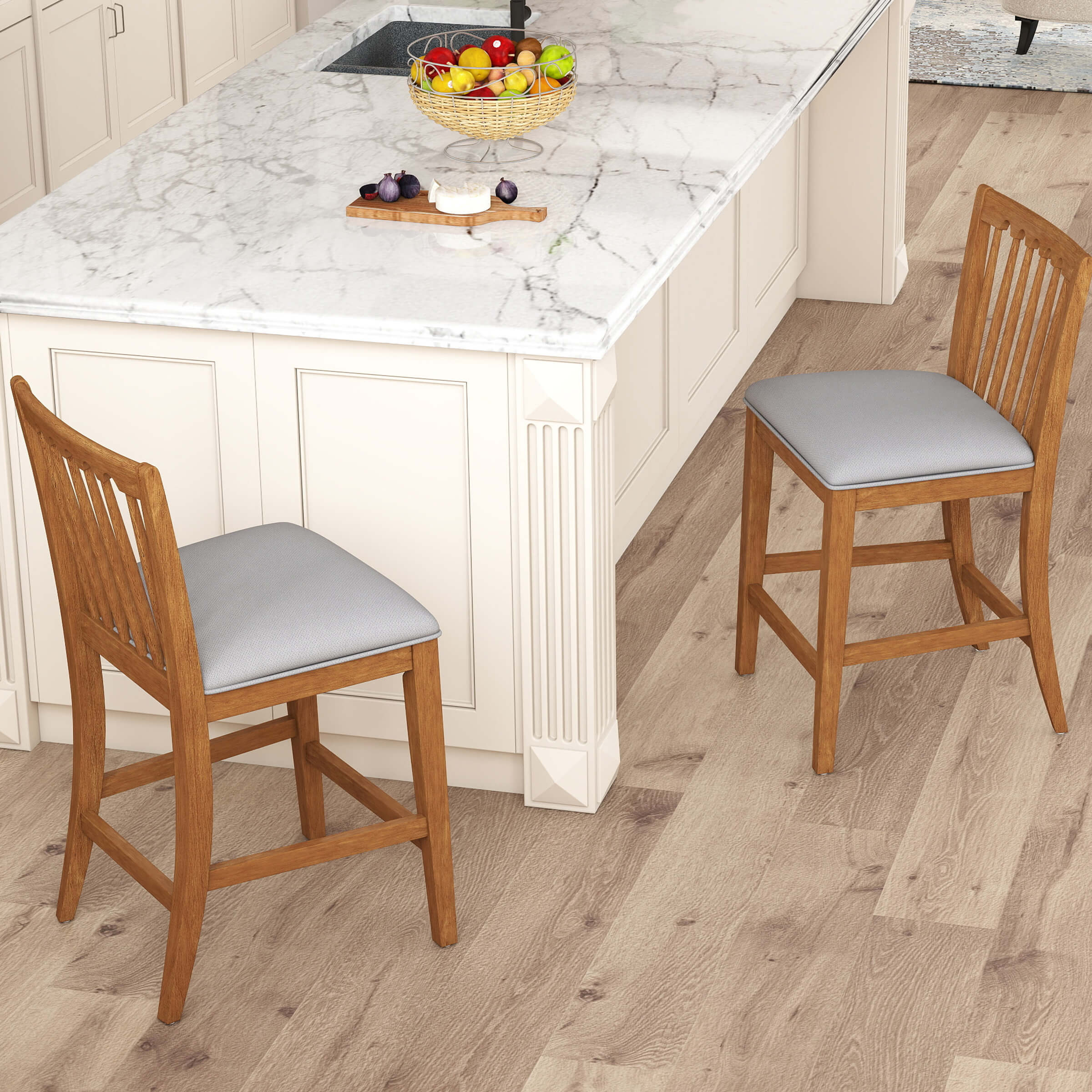 Farmhouse Counter Height Bar Stools Set of 2 - 00241CS
