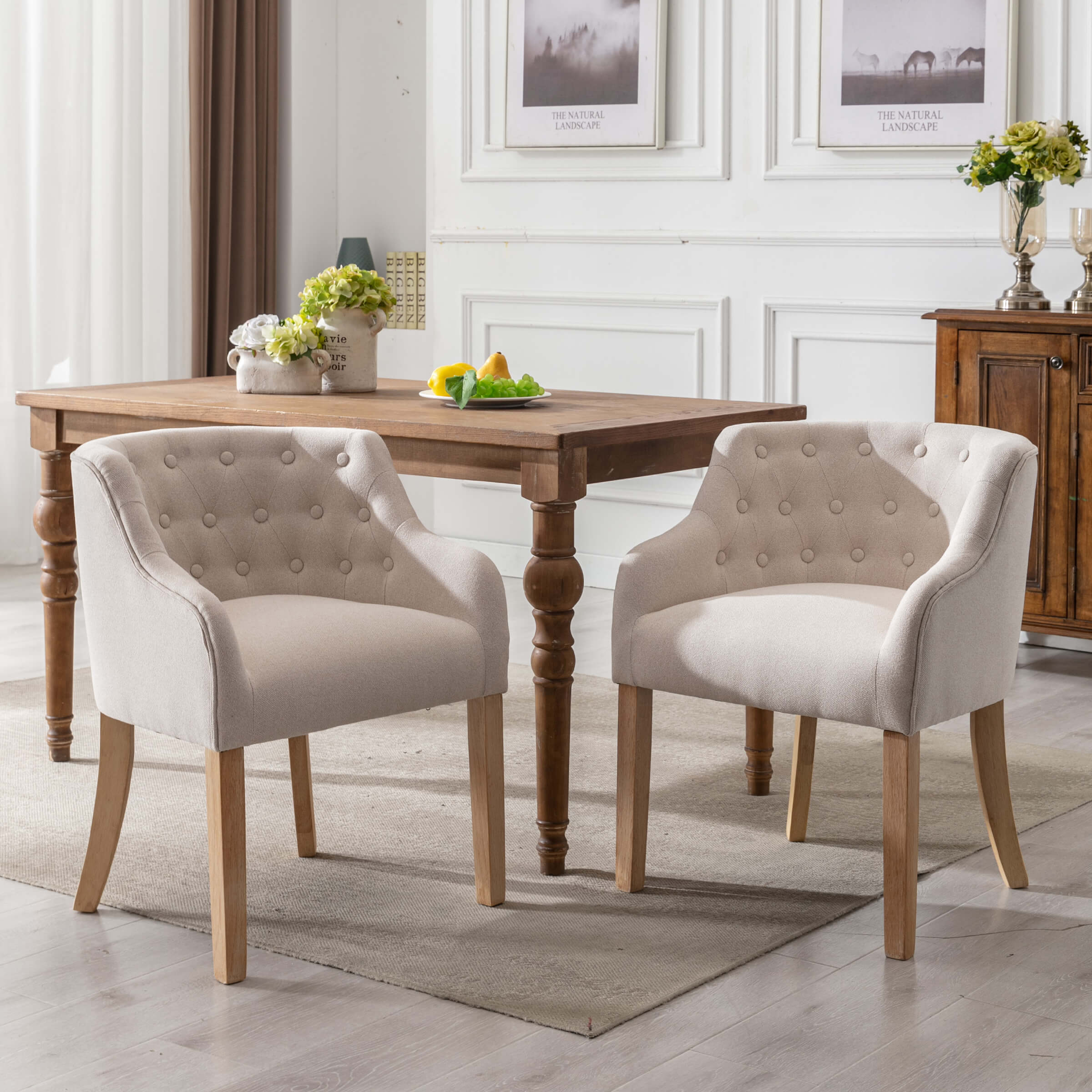 Mid-Century Barrel Tufted Dining Chairs Set of 2 - 8327DC