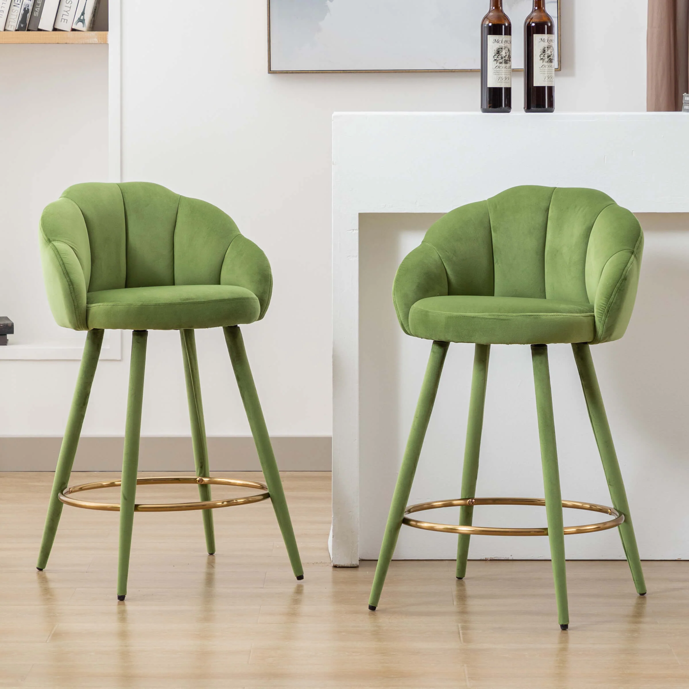 26"H Petal Back Counter Stools with Footrest Set of 2 - 3208CS
