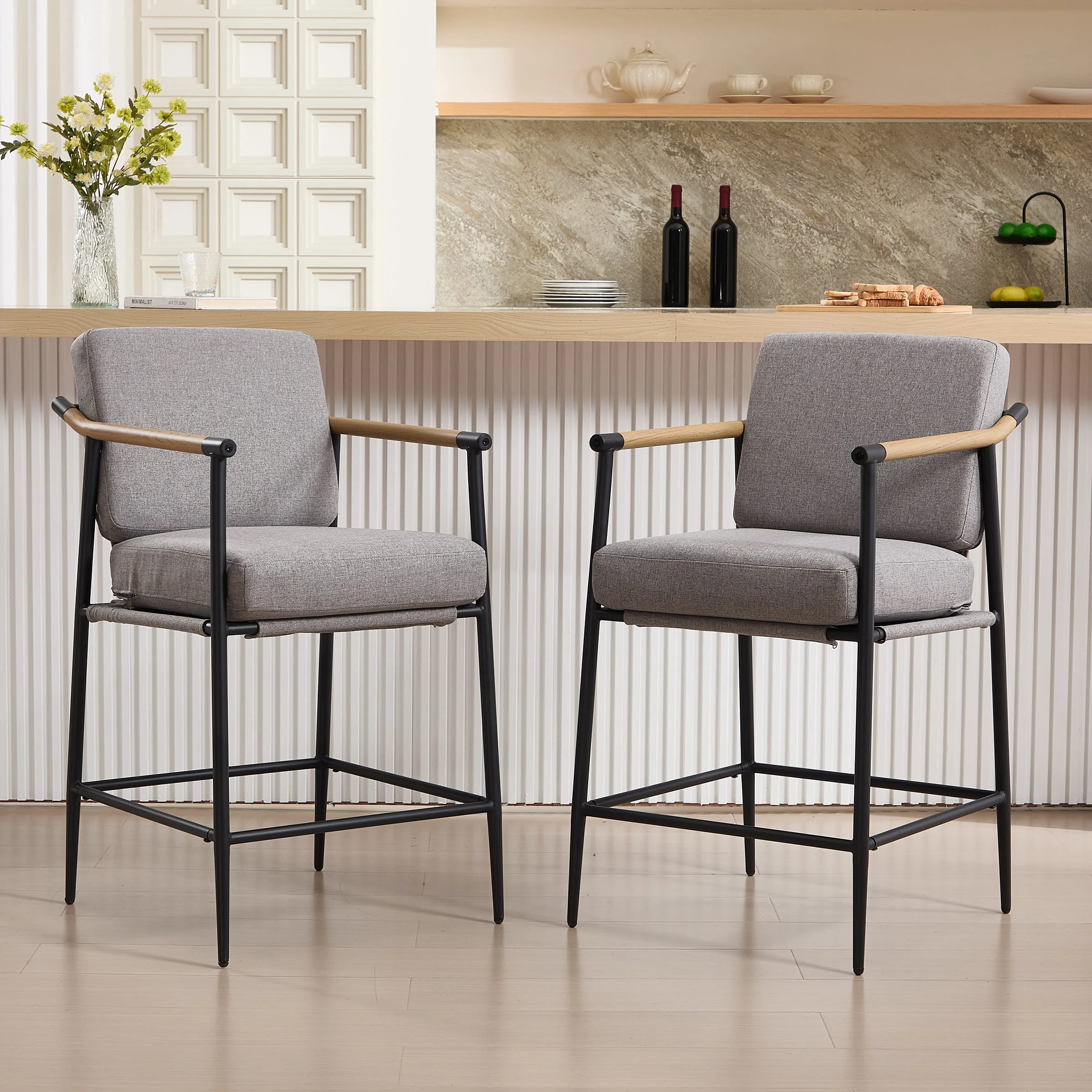 26" Mid Century Modern Counter Stools Set of 2 - 15020CS