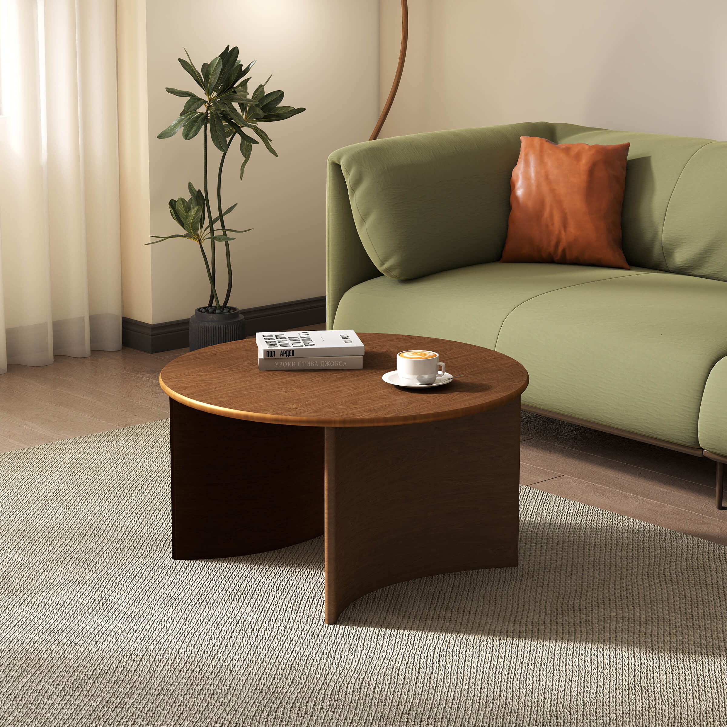 Round Coffee Table with Curved Base - X0061CT