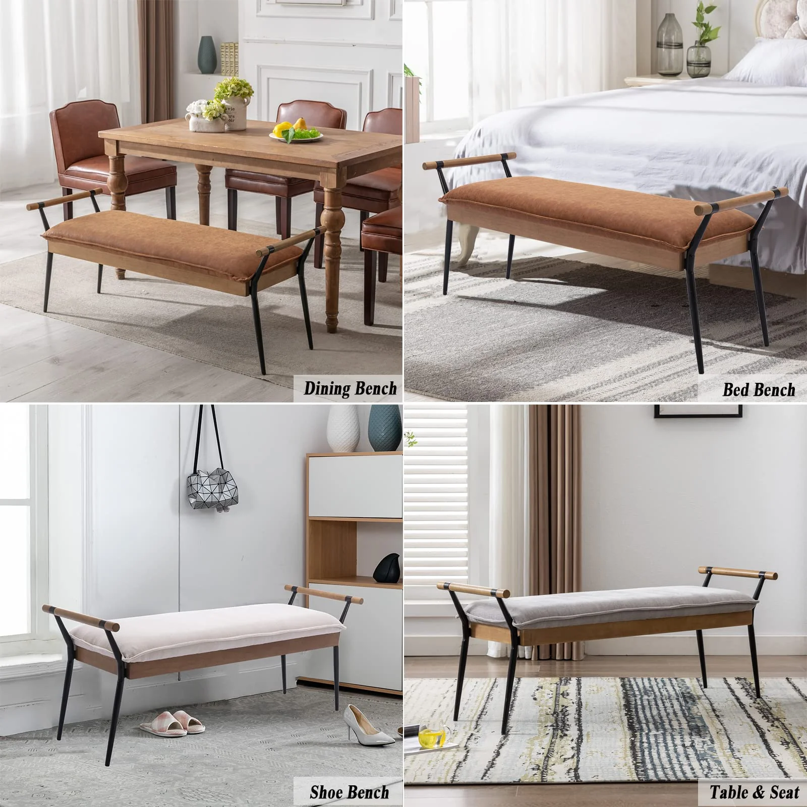 Rectangle Metal Legs Bench with Arms - 2465BH - Image 18