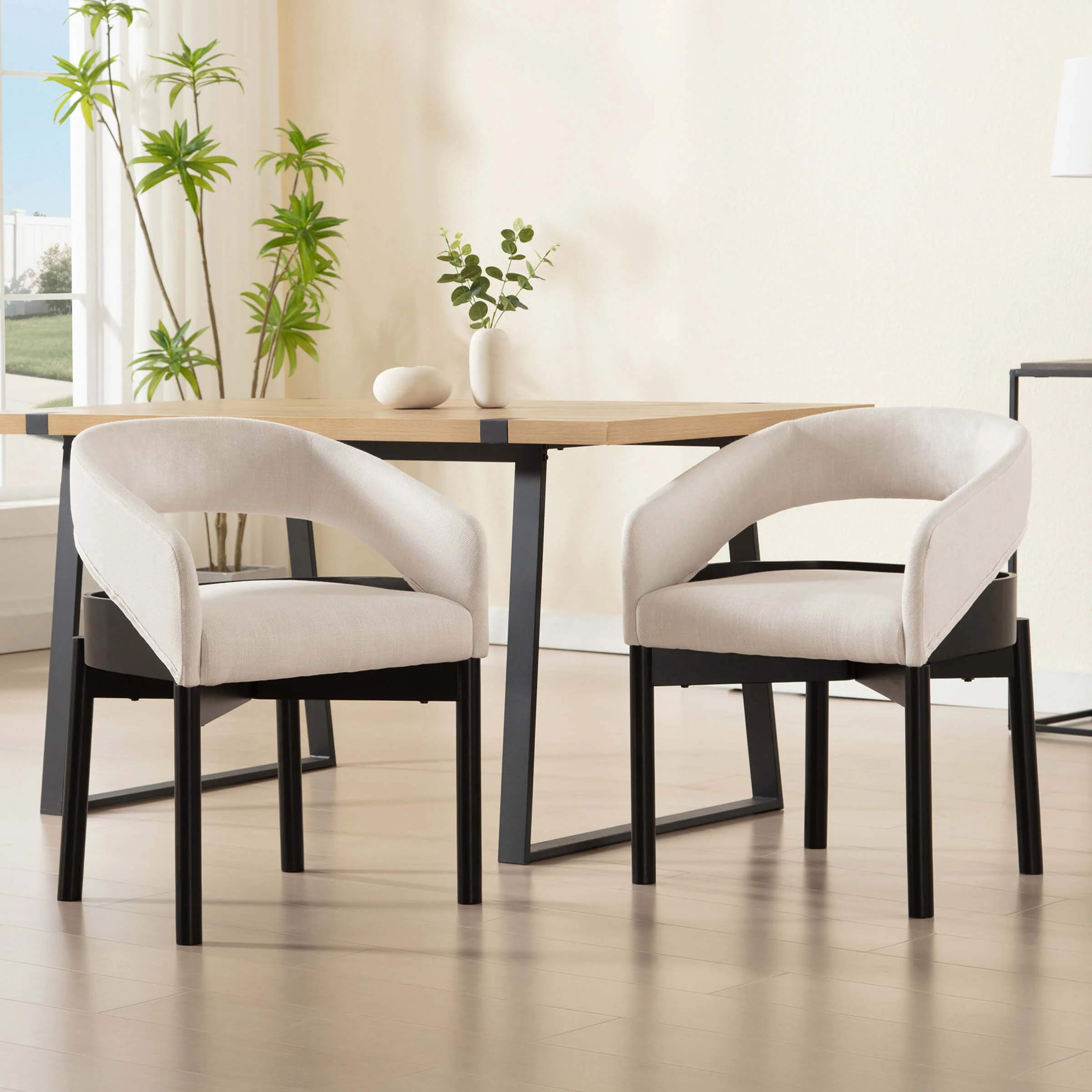 Open Barrel Curved Back Dining Chairs Set of 2 - 1999DC