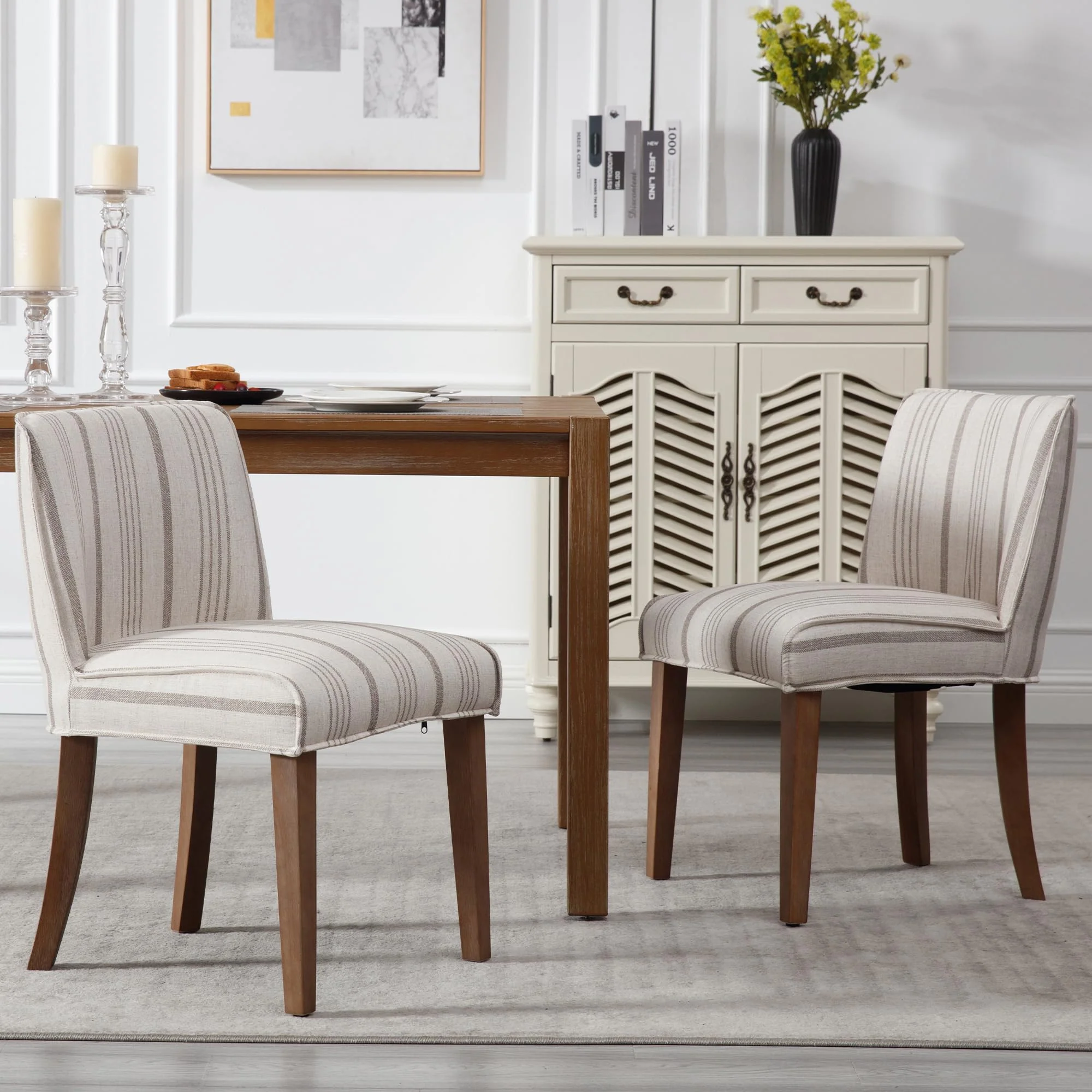 Farmhouse Fabric Dining Chairs Set of 2 - 2223DC
