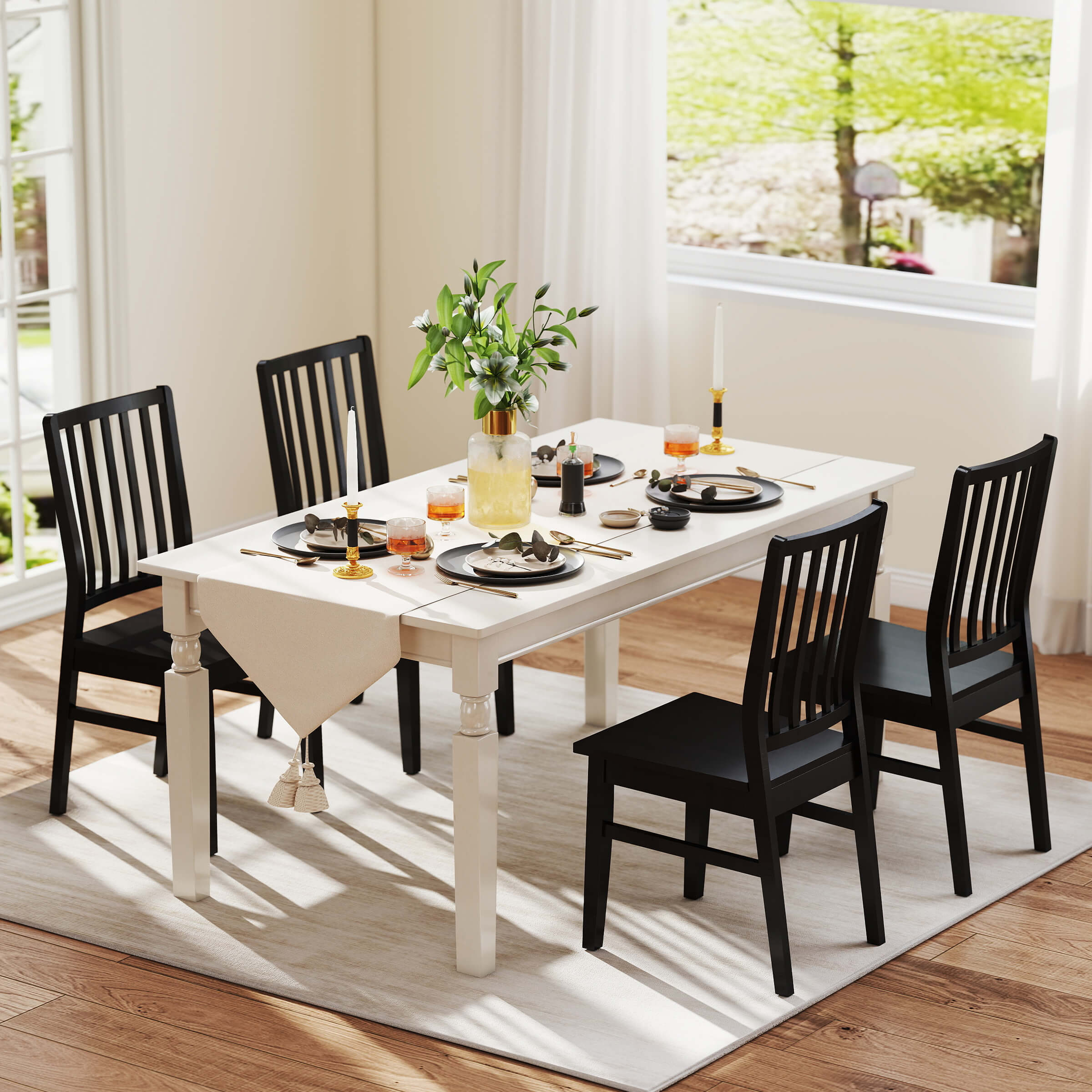 Farmhouse High Spindle Back Armless Dining Chairs Set of 4 - 0005DC