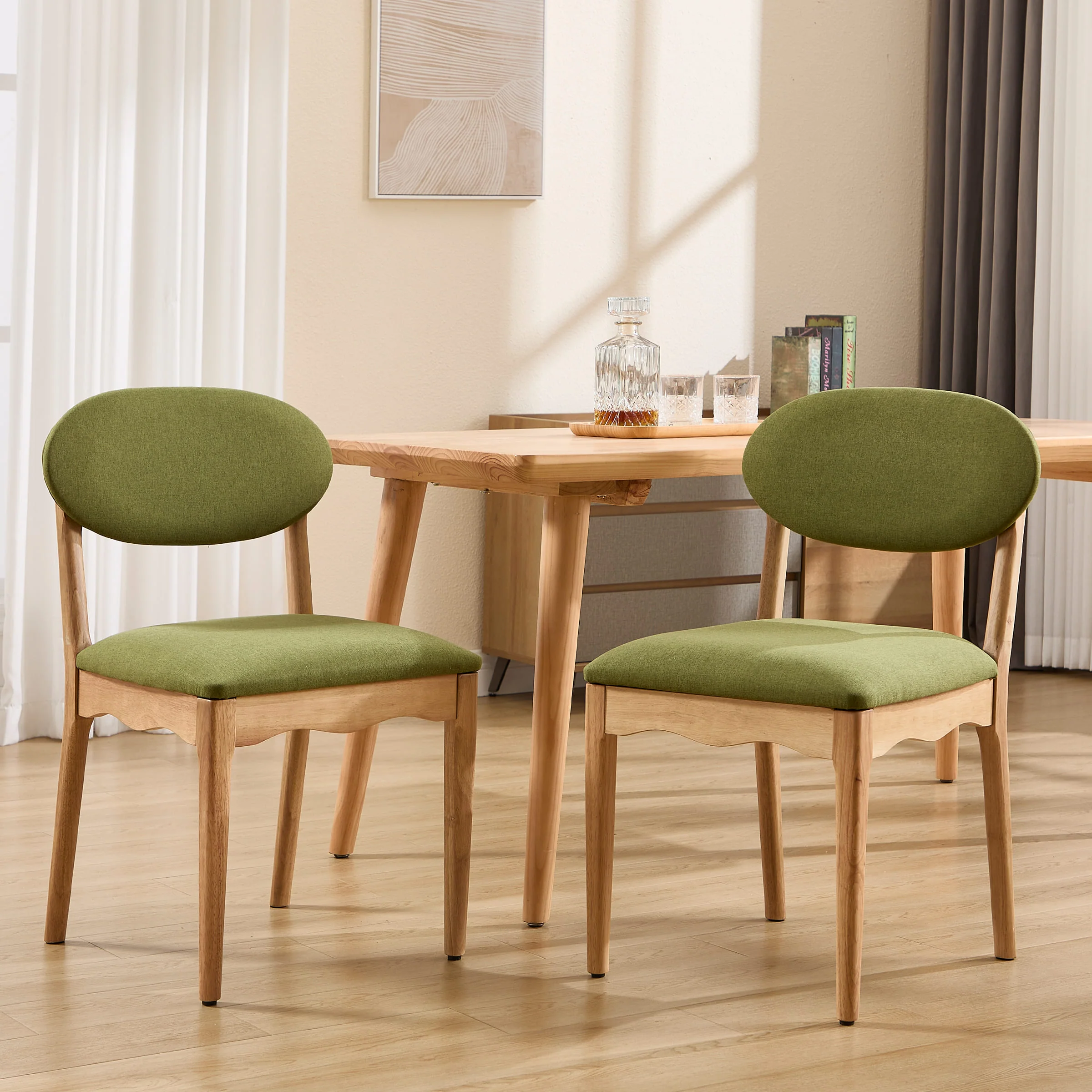 Wooden Upholstered Dining Chair Set of 2 - 10066DC