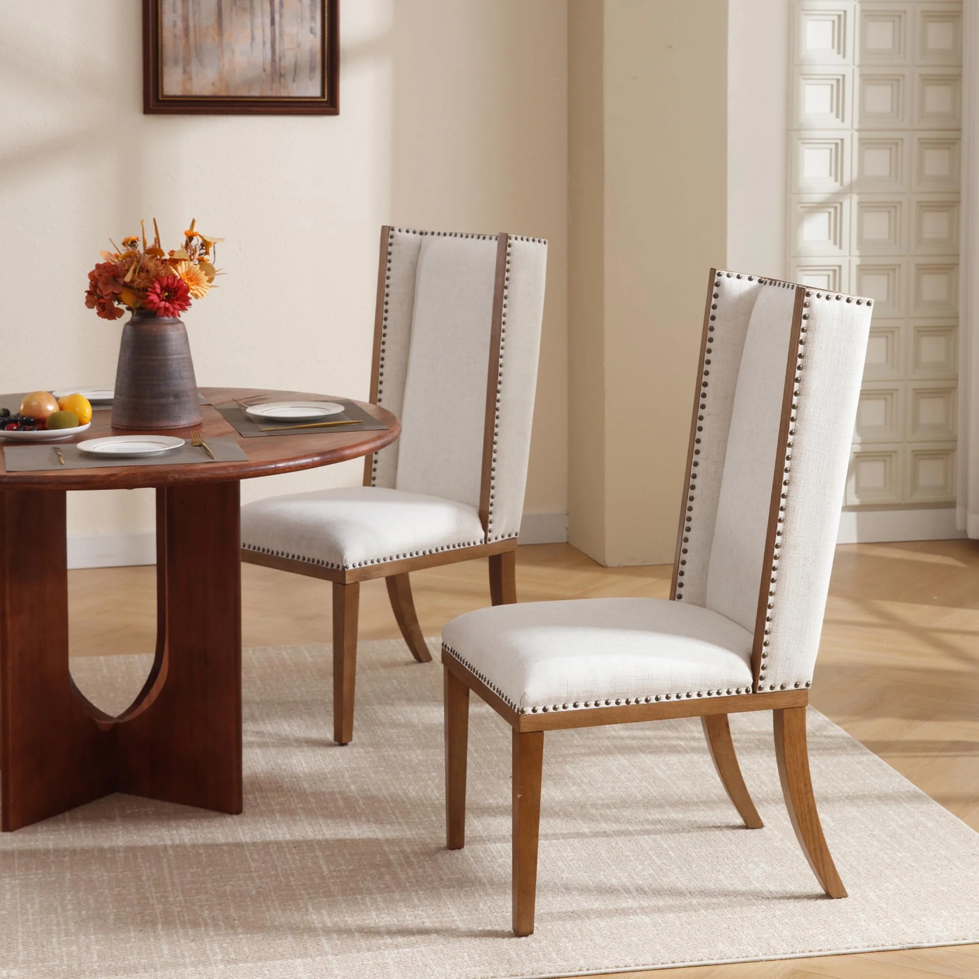 Mid Century High Back Dining Chairs Set of 2 - XX001DC - Image 2