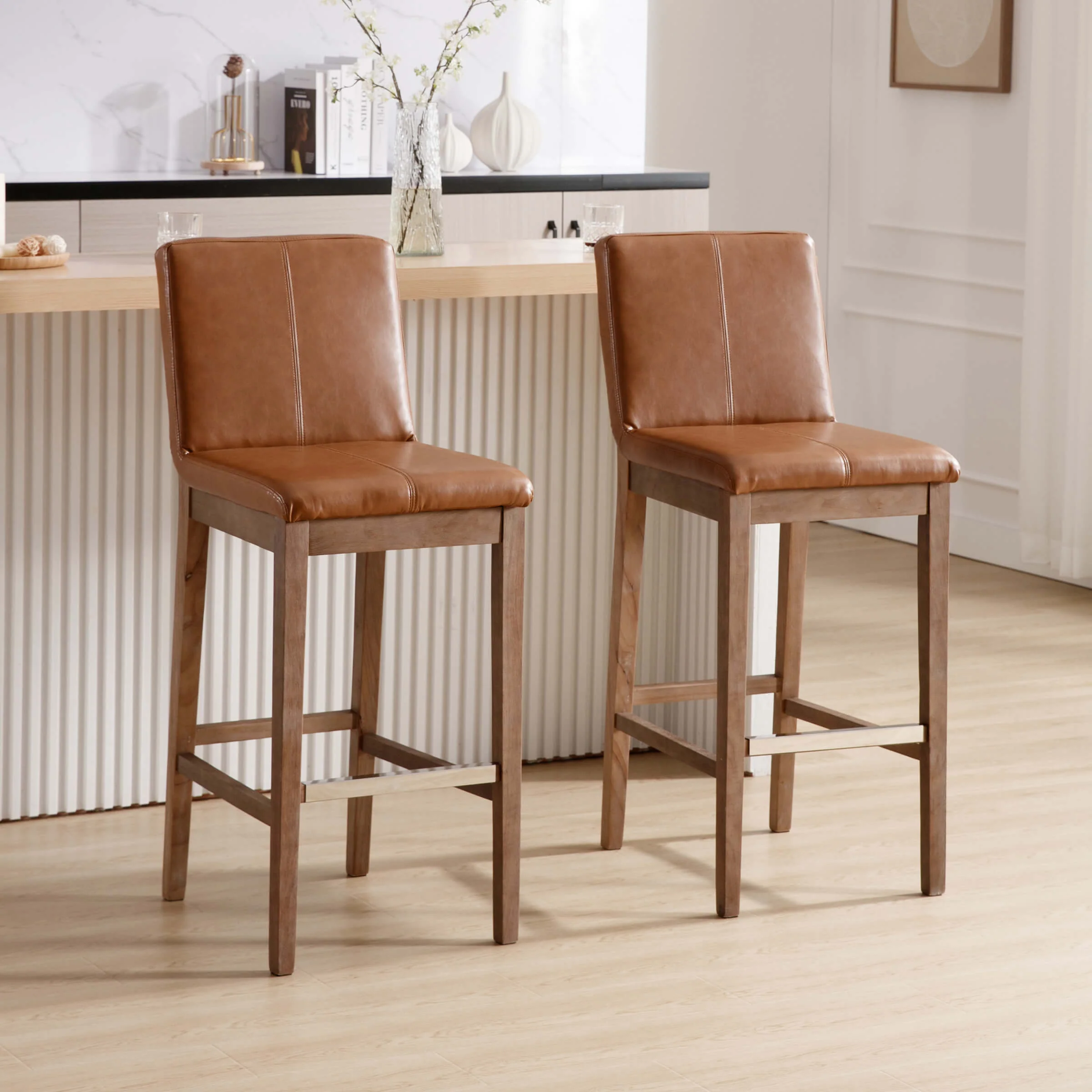 26"H & 30"H Modern Wood Stools Set of 2 - 5730 - Image 49