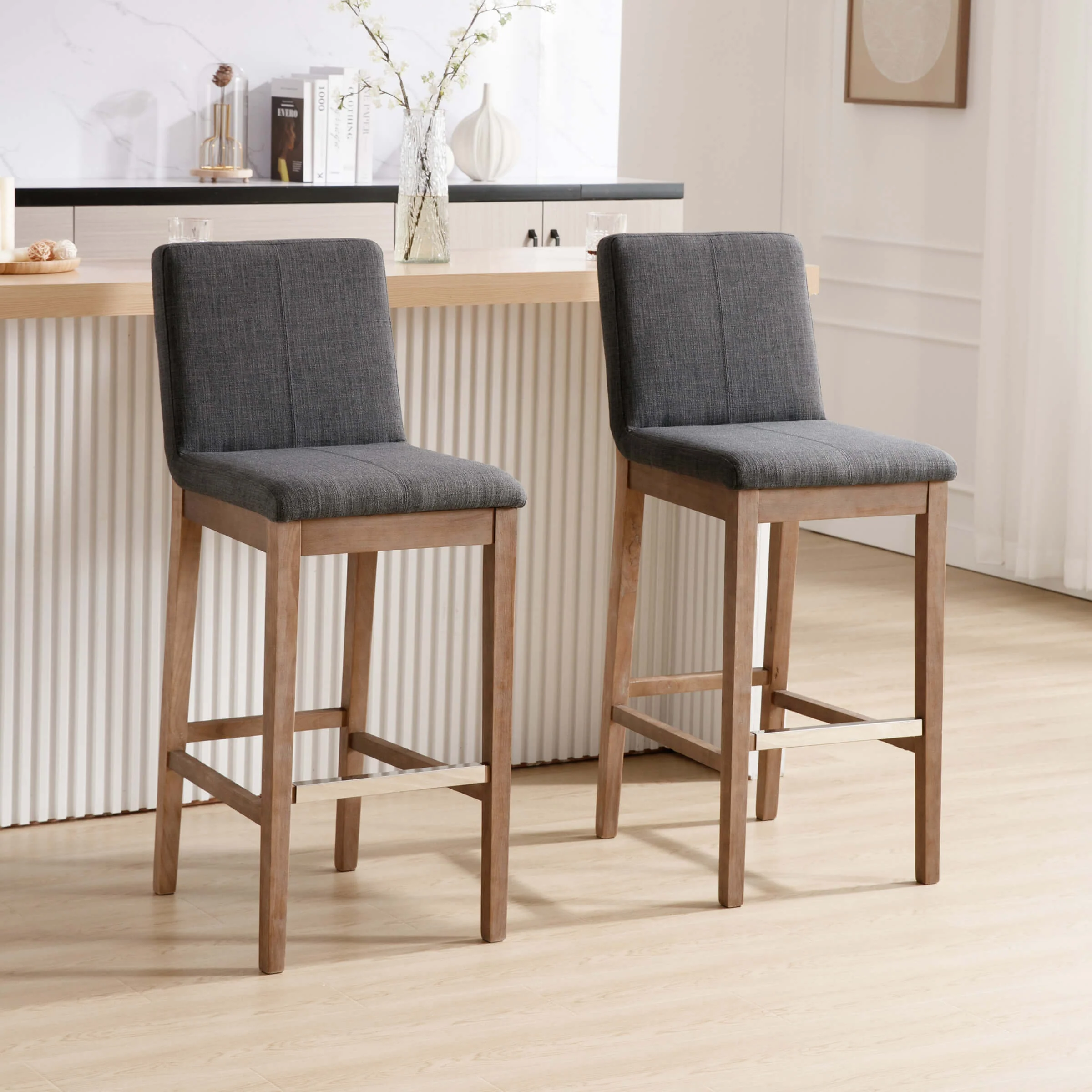 26"H & 30"H Modern Wood Stools Set of 2 - 5730 - Image 57