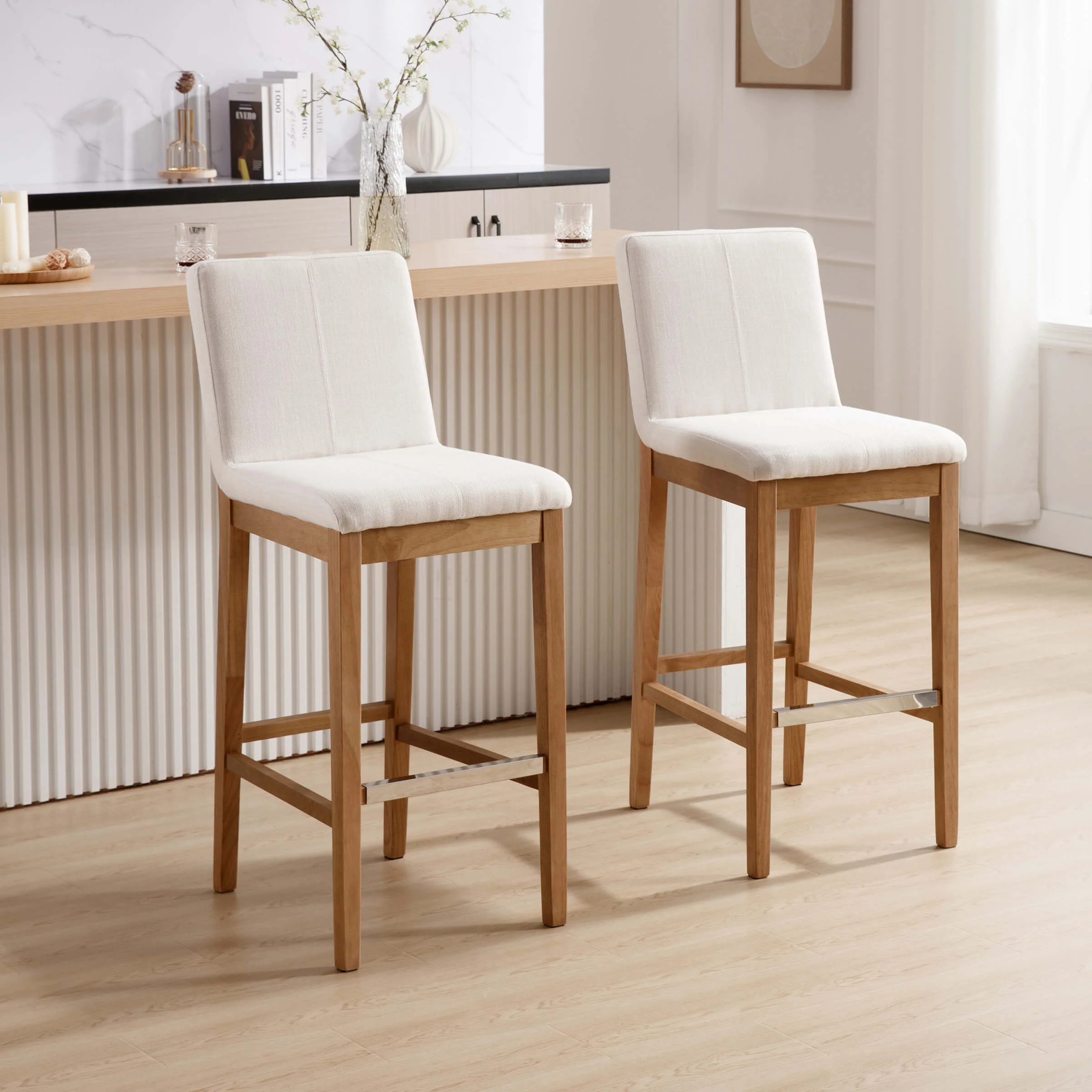 26"H & 30"H Modern Wood Stools Set of 2 - 5730 - Image 58
