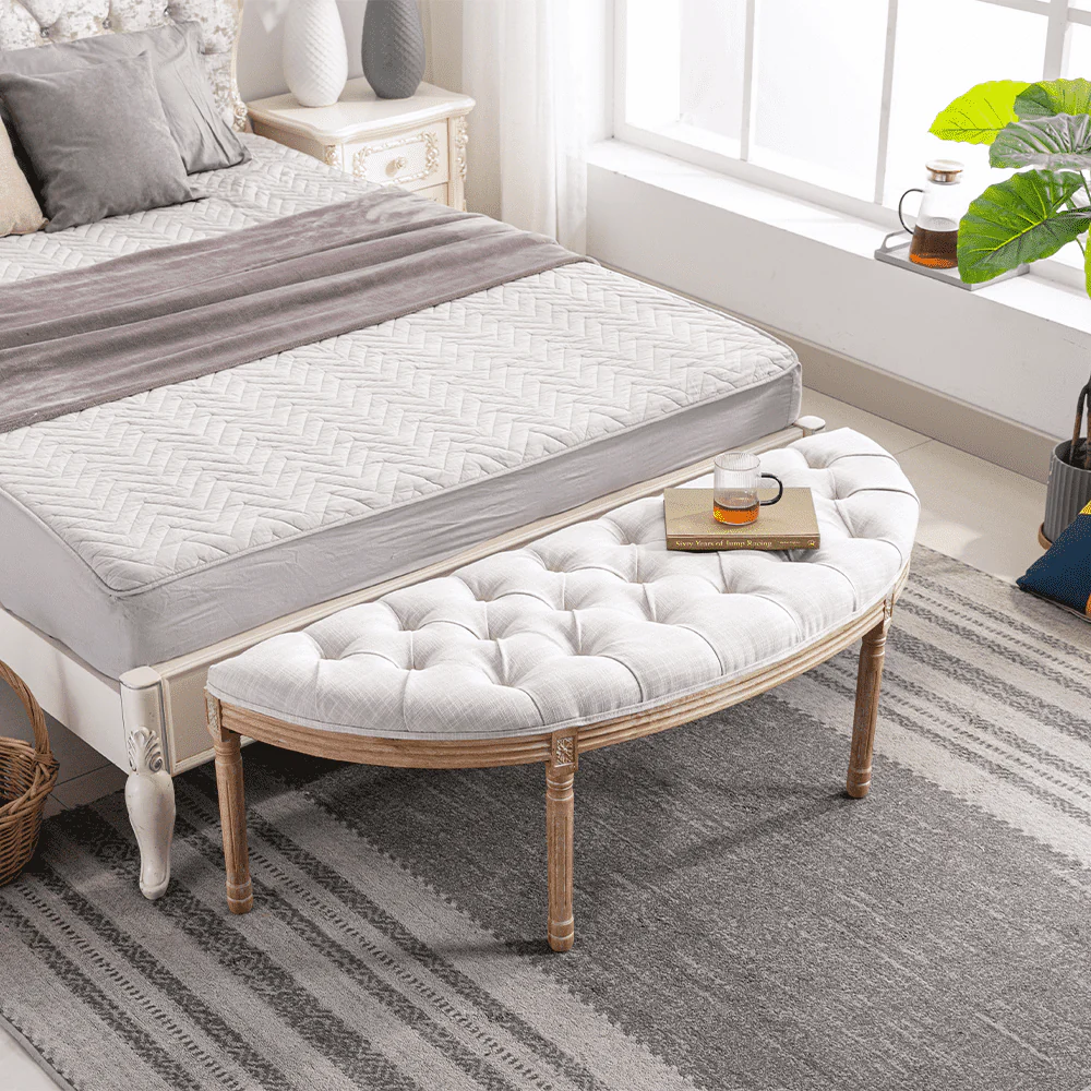 55" Mid Century Tufted Fabric Bench - 2162BH