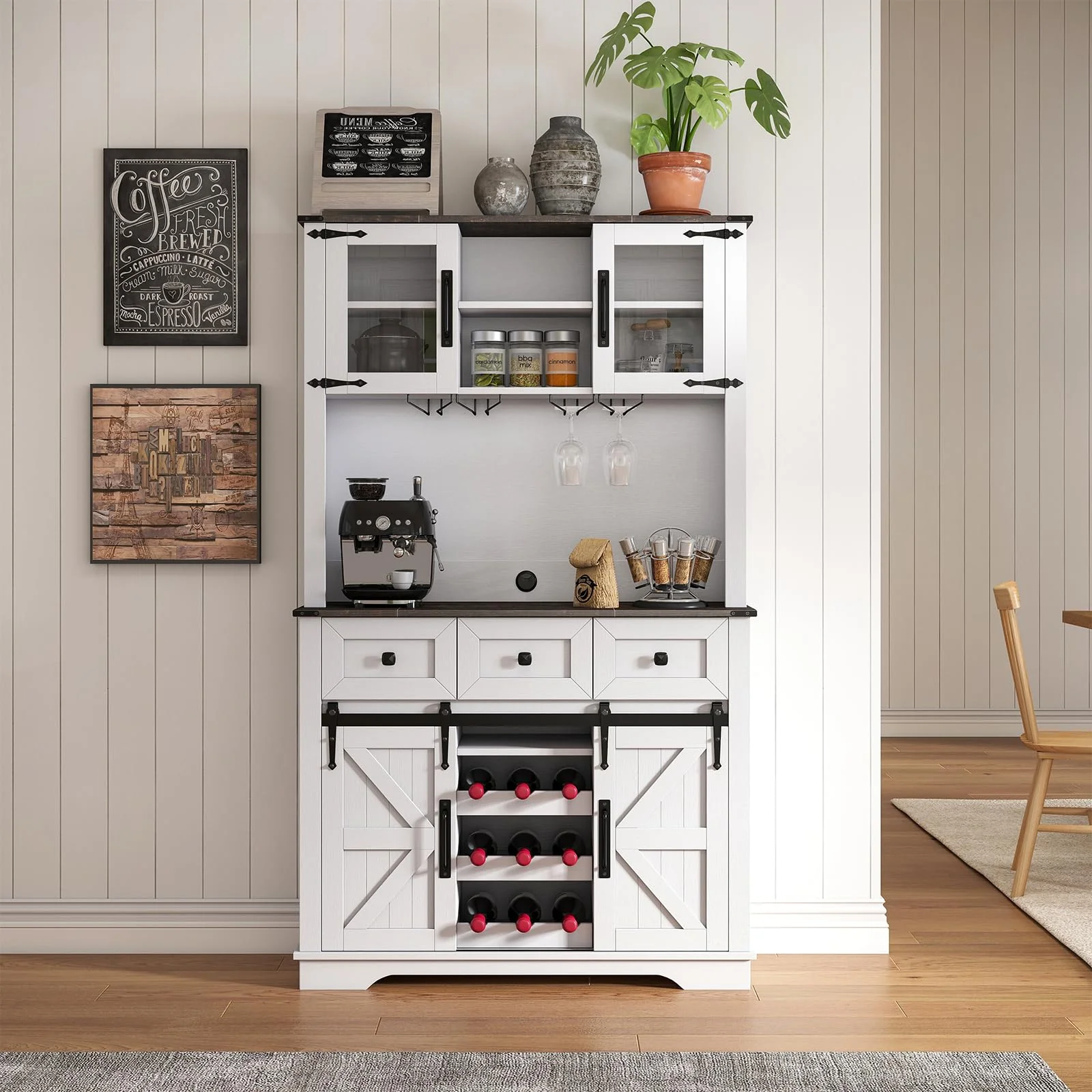 Farmhouse Coffee Bar Wine Cabinet - X158CB - Image 8