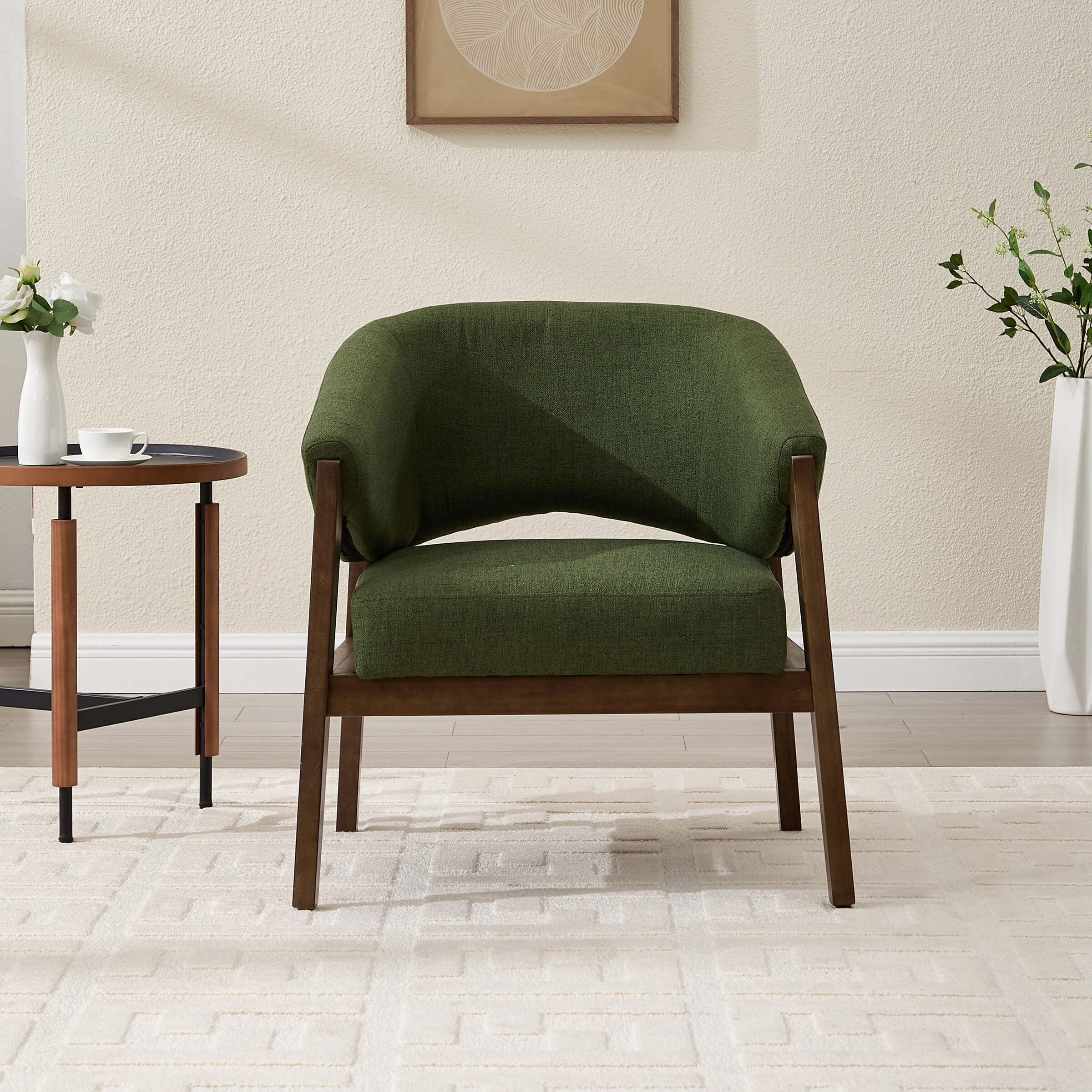 Accent Chair with Walnut Wood Legs 1 PCS - 30014AC