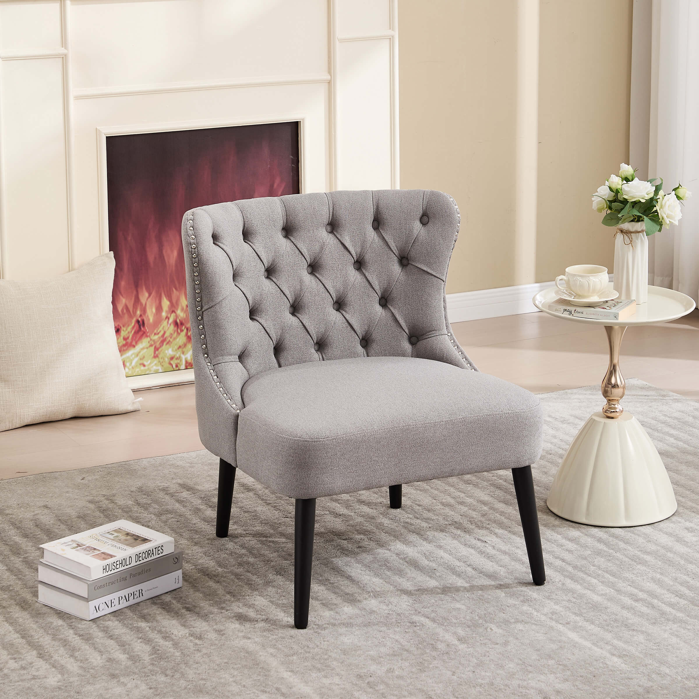Slipper Chairs with Button Tufted Wingback - 2323AC