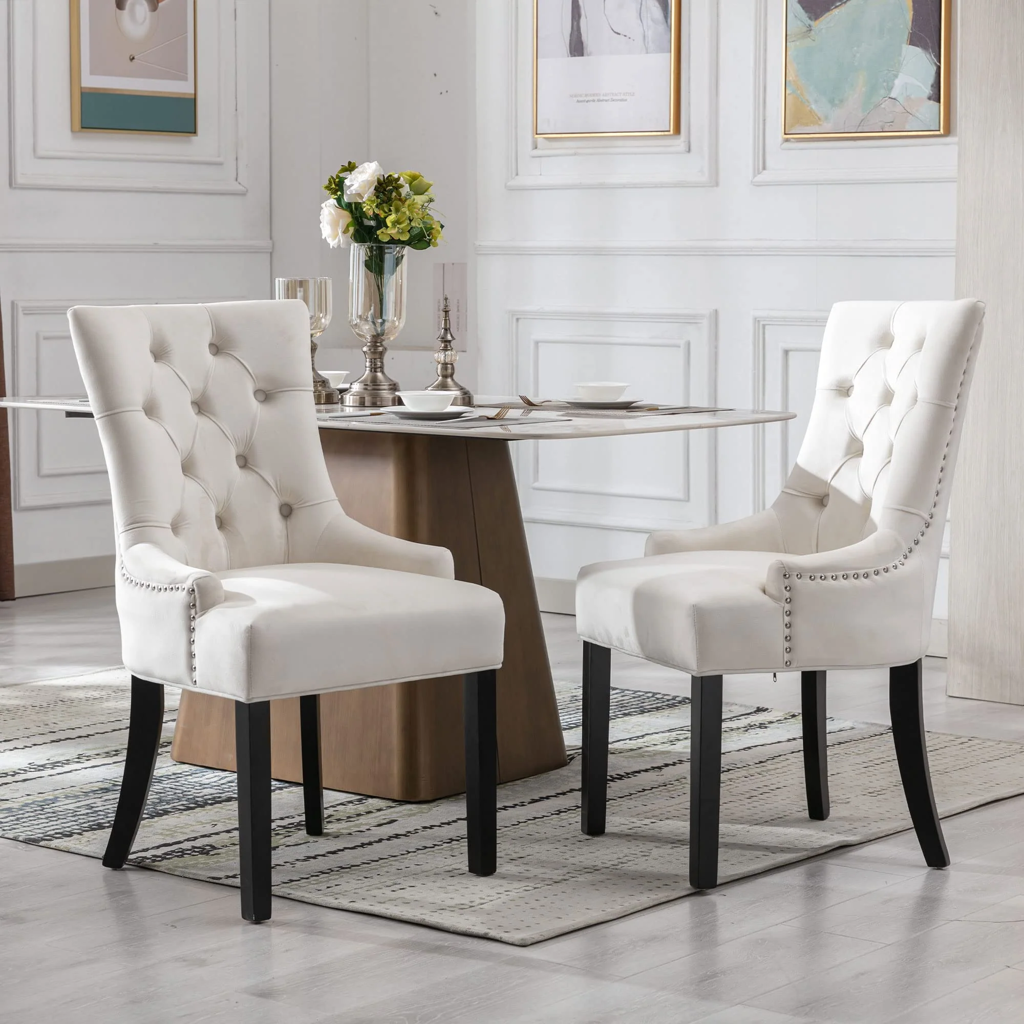 Tufted Velvet Kitchen Chairs Set of 2 - 8338DC