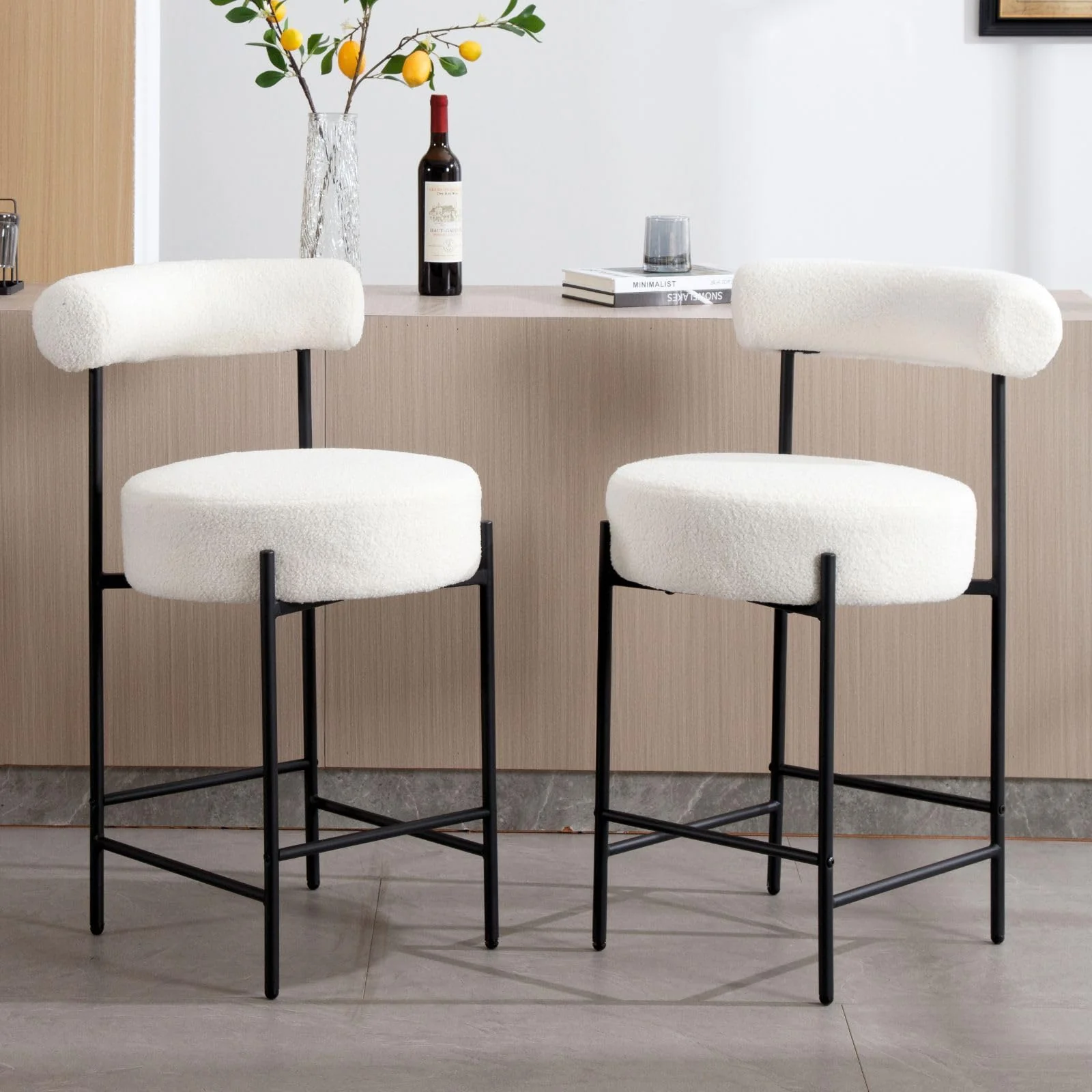 26"H Curved Open Back Counter Stools Set of 2 - 11002CS