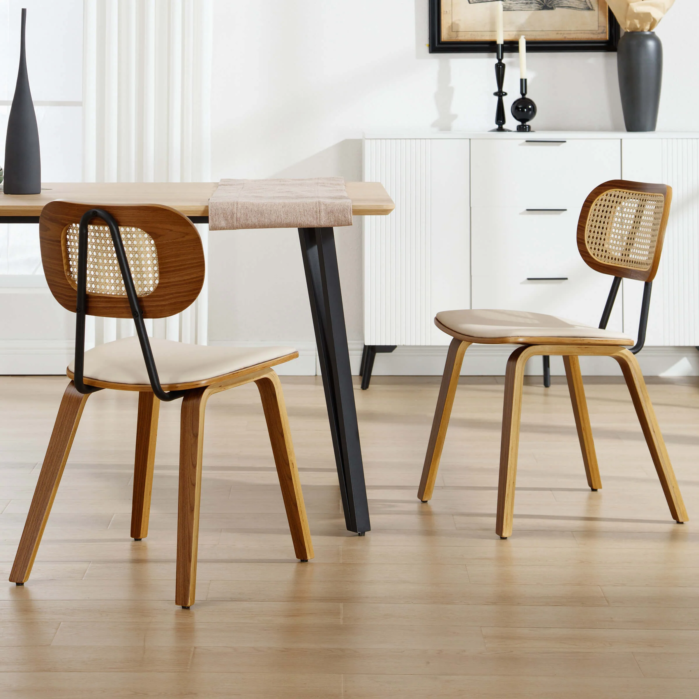 Armless Rattan Back Dining Chairs Set of 2 - 6692DC - Image 2