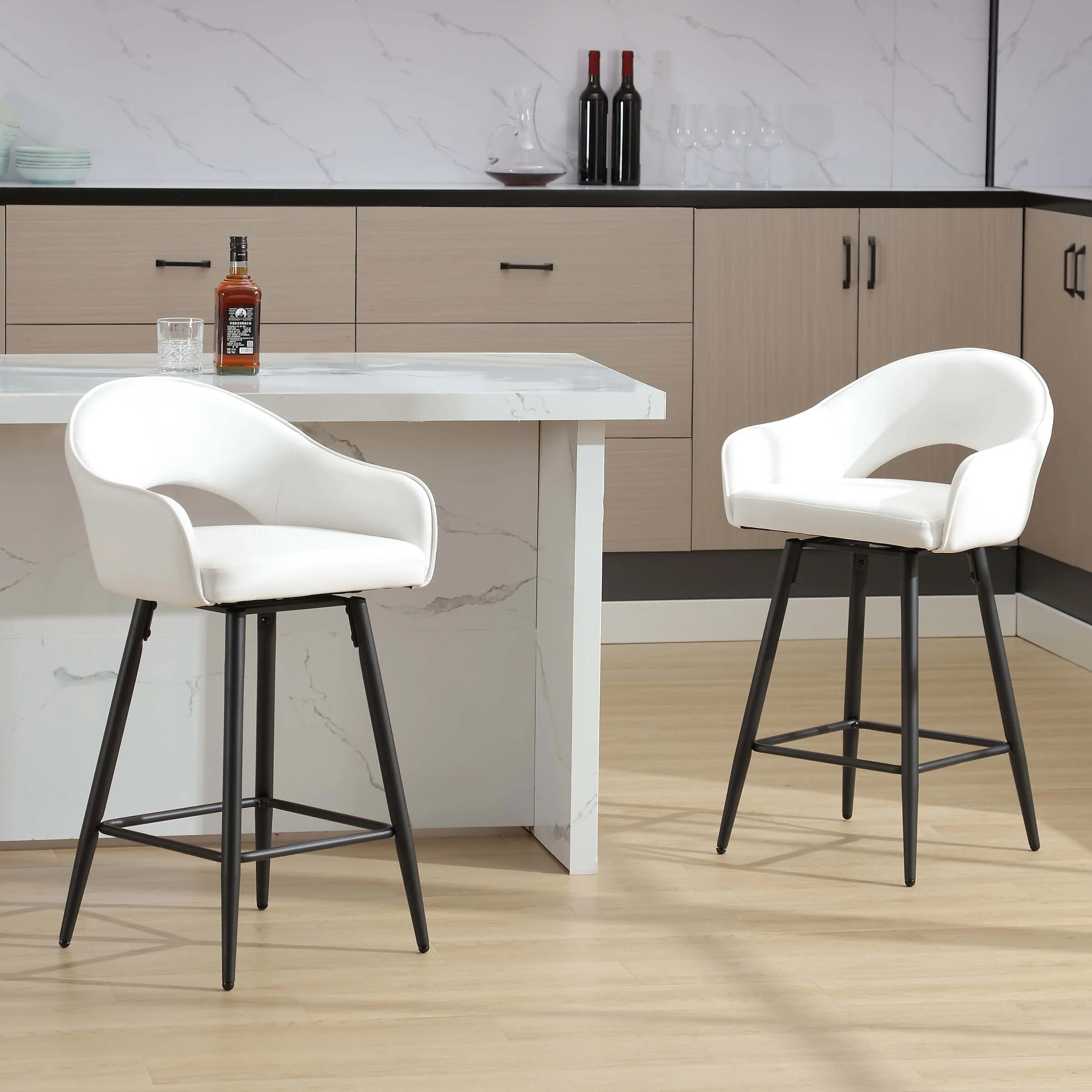 27"H Swivel Upholstered Counter Stools Set of 2 - 2310CS