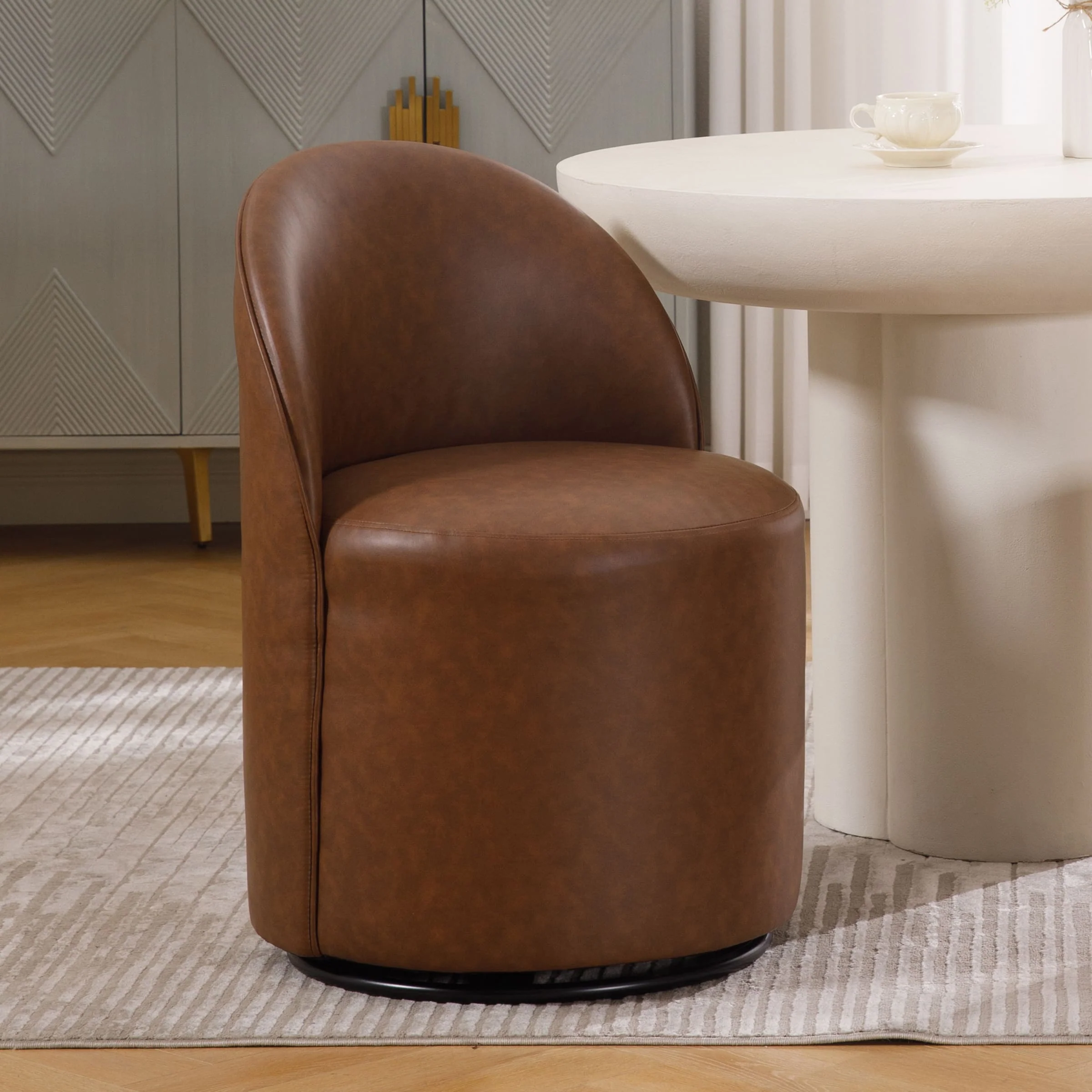 Swivel Upholstered Barrel Dining Chair 1PCS - X299DC