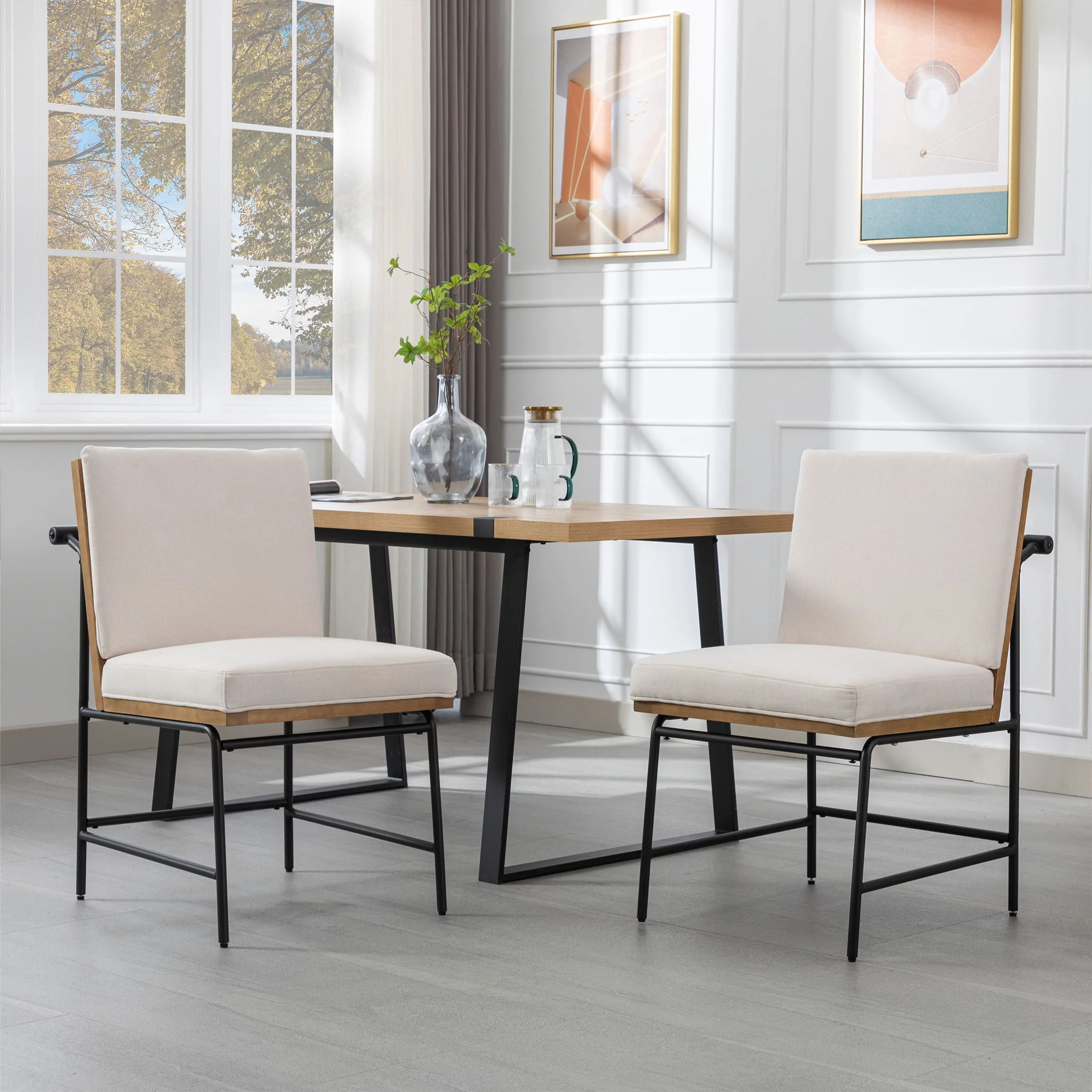 Metal Legs Armless Dining Chairs Set of 2 - 1912DC