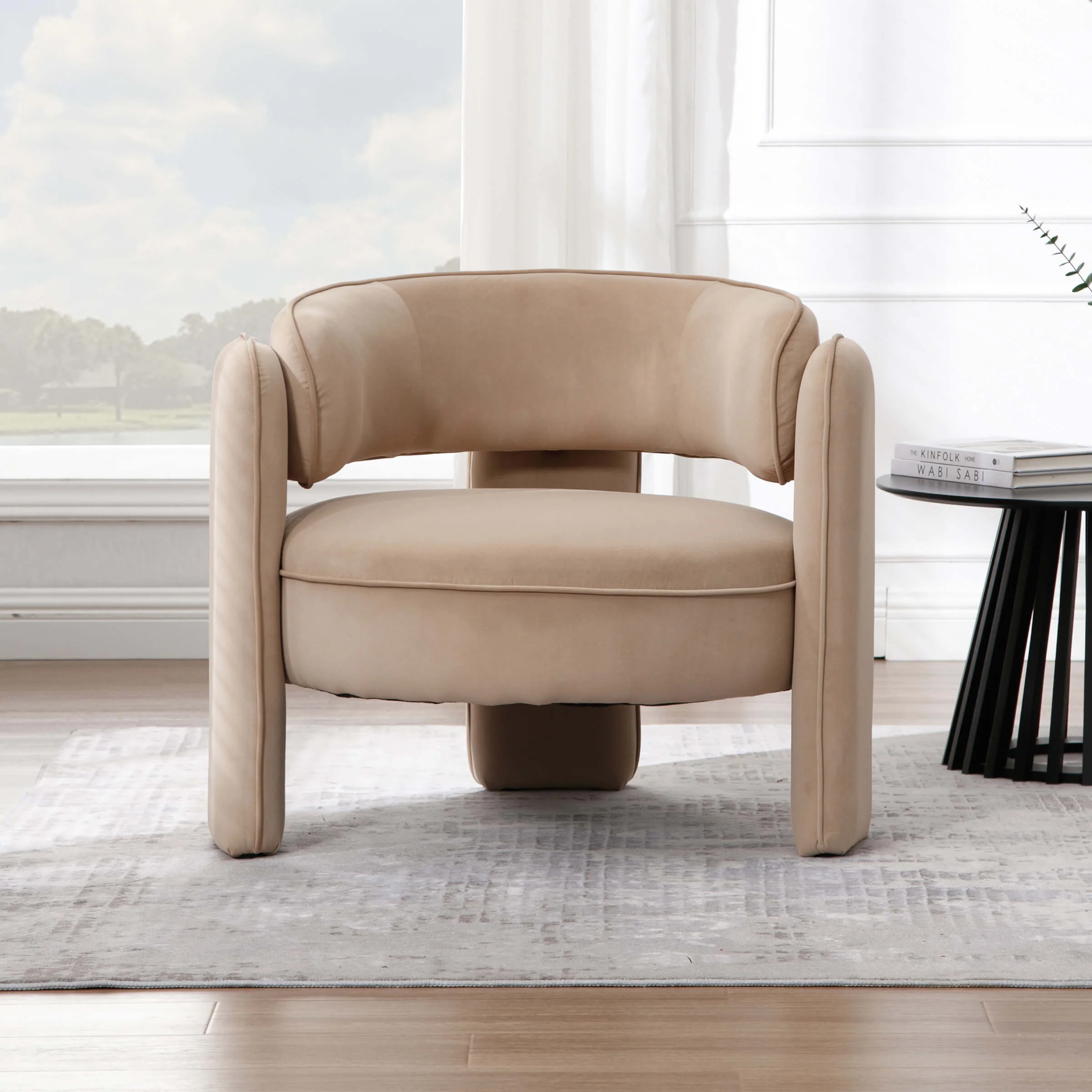 Modern Barrel Velvet Accent Chair 1 PCS - 6414AC