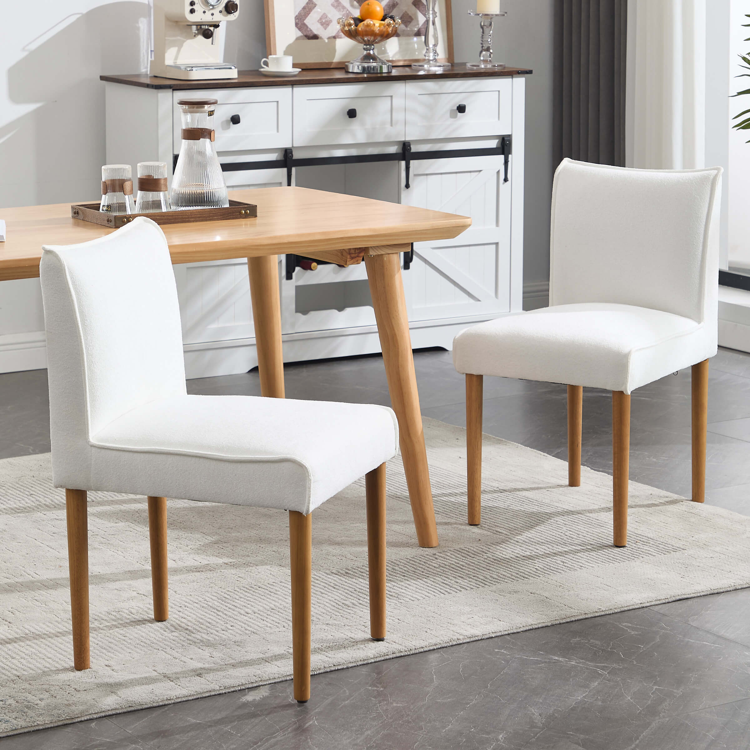 Modern Dining Chairs with Wooden Legs Set of 2 - 6322DC