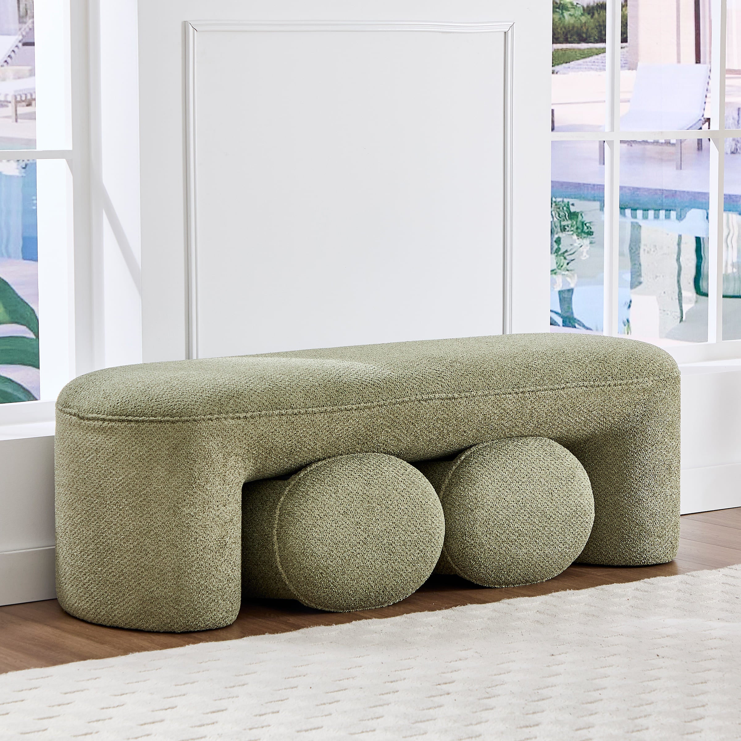 53"W Bedroom Bench with 2 Small Stools - 2653BH