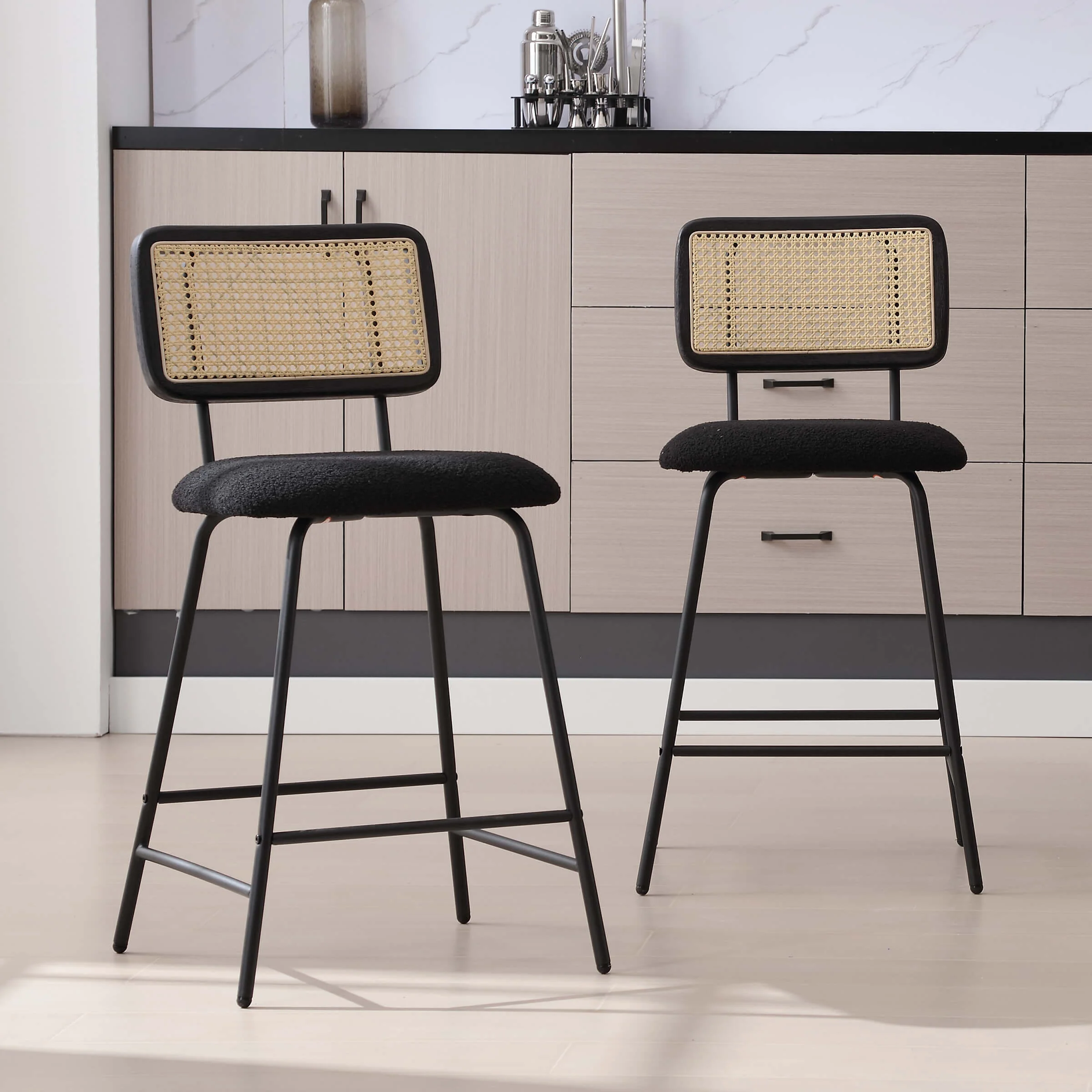 26'' Modern Rattan Counter Stools Set of 2 - 5348CS