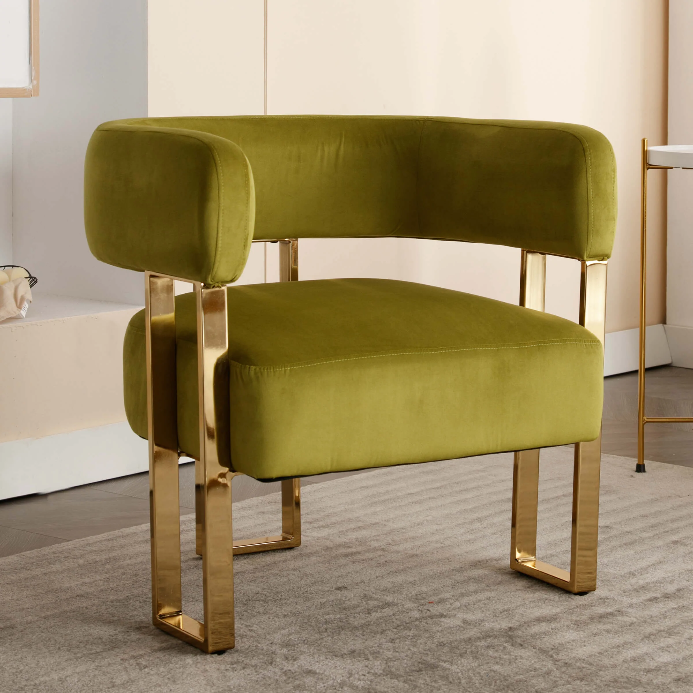 Barrel Chair with Gold Metal Legs 1 PCS - 72005AC