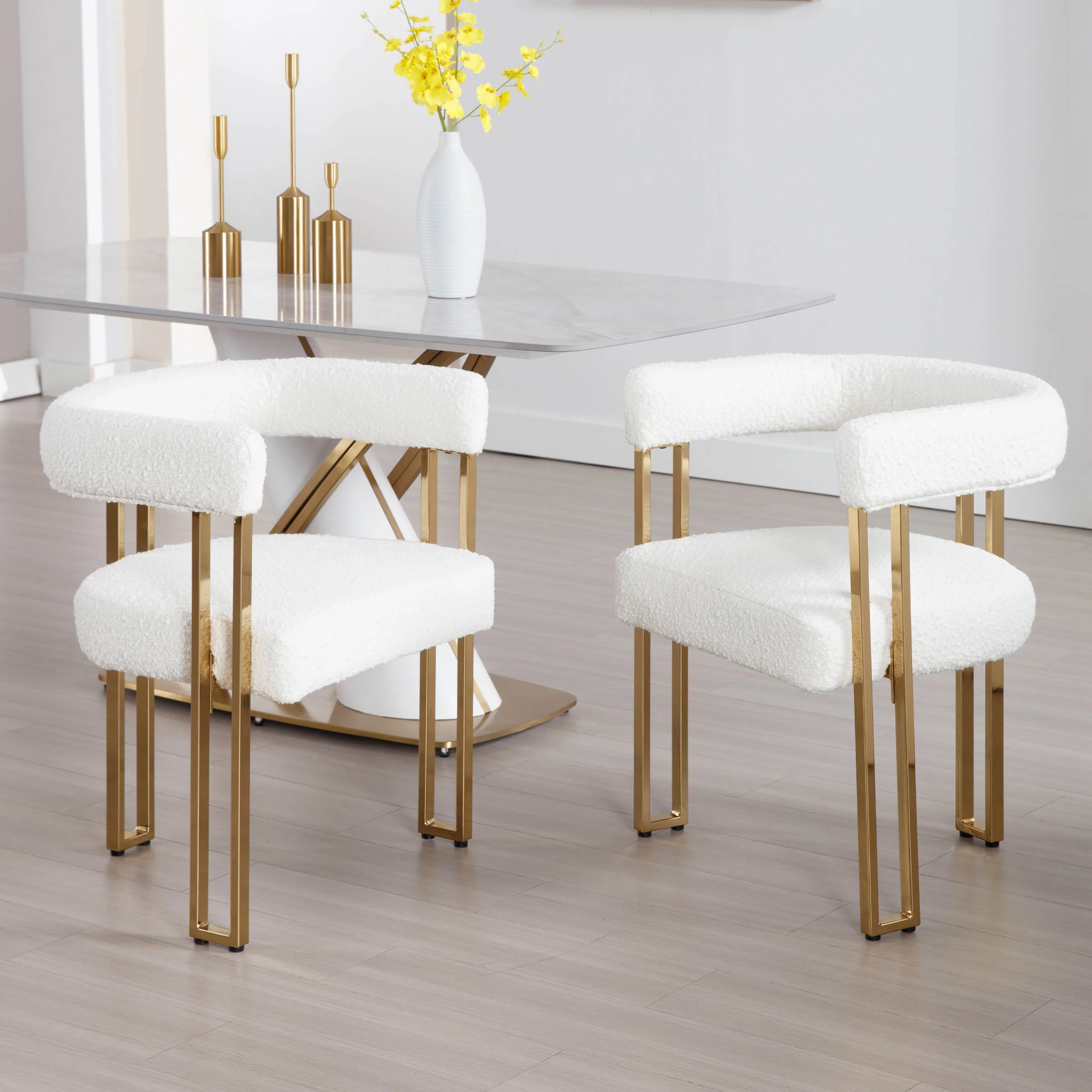 Gold Metal Legs Dining Chairs Set of 2 - 73004DC