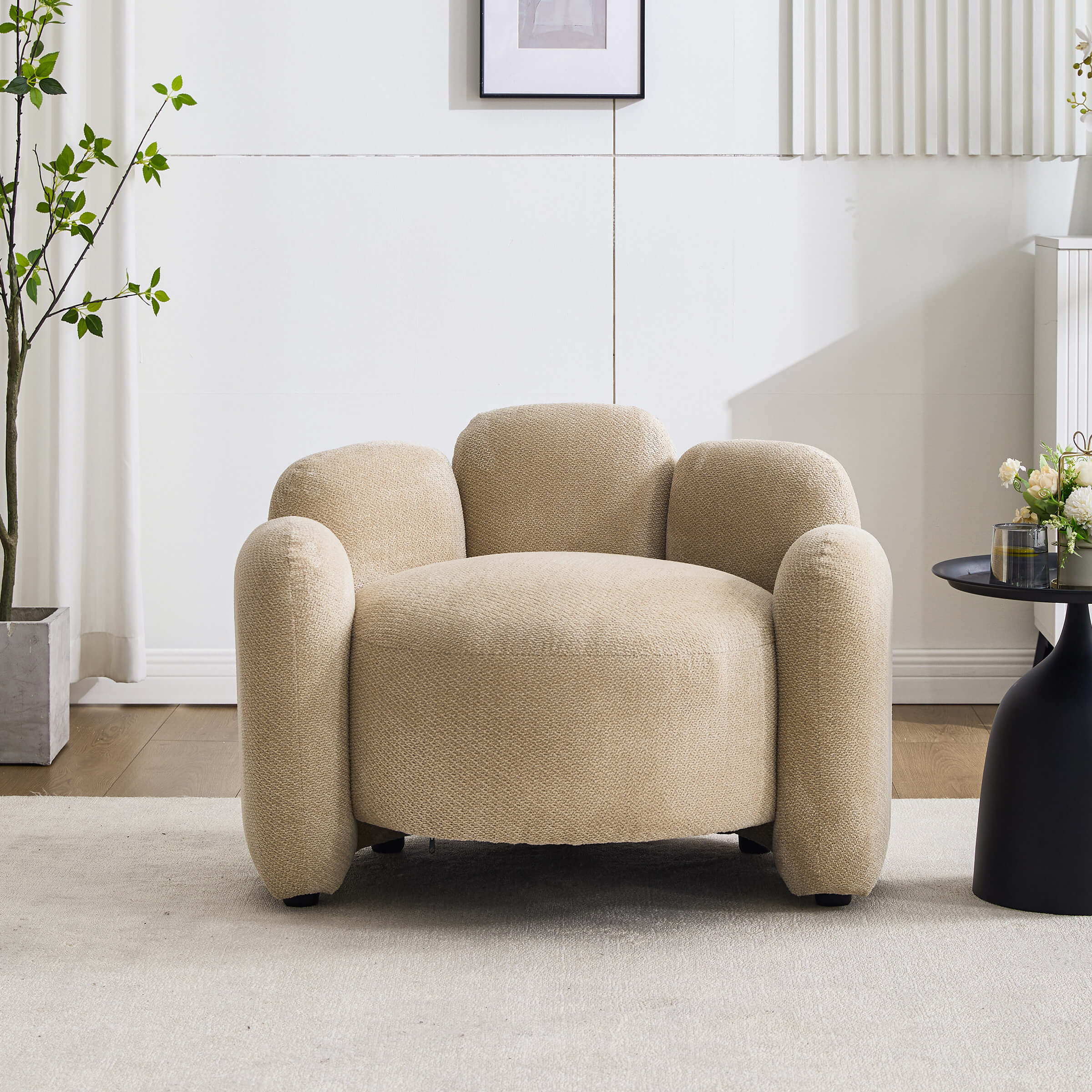 Scandinavian Style Upholstered Barrel Chair - 6629AC